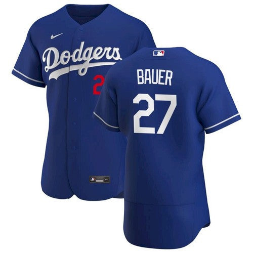 Men's Los Angeles Dodgers Trevor Bauer Cool Base Replica Jersey Royal Blue